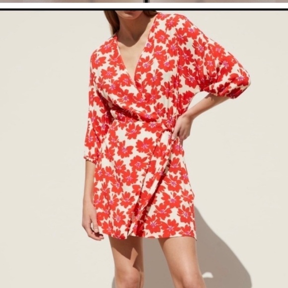 Zara Floral Wrap Dress Small - Picture 1 of 11